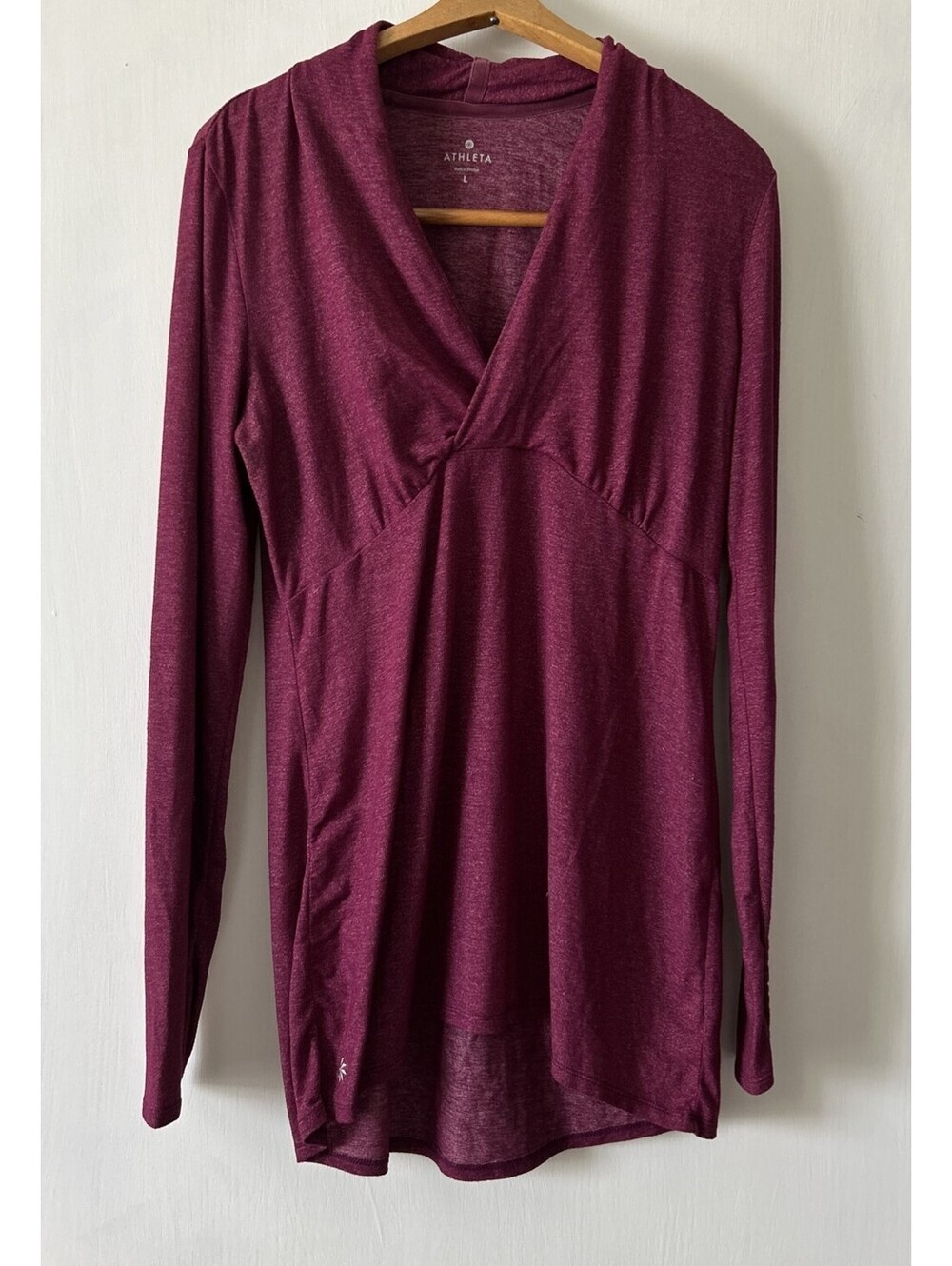 Athleta Krishna Tunic Faux Wrap V Neck & Gathered Waiste in Berry Purple Size L